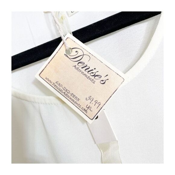 Ya Chiffon Sheer White Gemstone Embellished Top Blouse Ladies Medium New - Picture 2 of 7